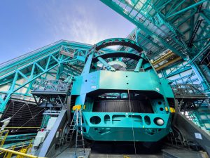 LSST telescope mount open to sky